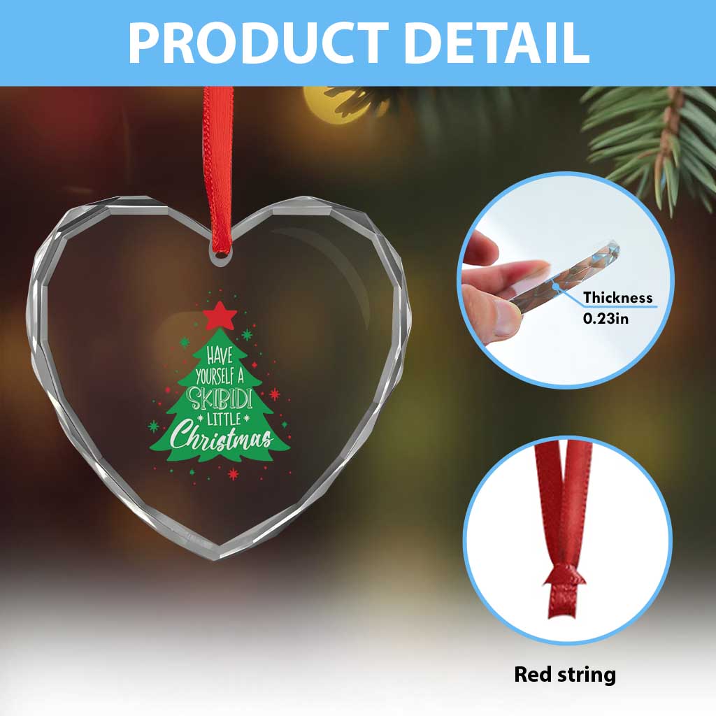 Funny Xmas Heart Crystal Glass Ornament Have Yourself A Skibidi Little Rizzmas - Wonder Print Shop