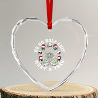 Funny Xmas Heart Crystal Glass Ornament Ho Ho Holy Shit What A Year Skeleton Skull - Wonder Print Shop
