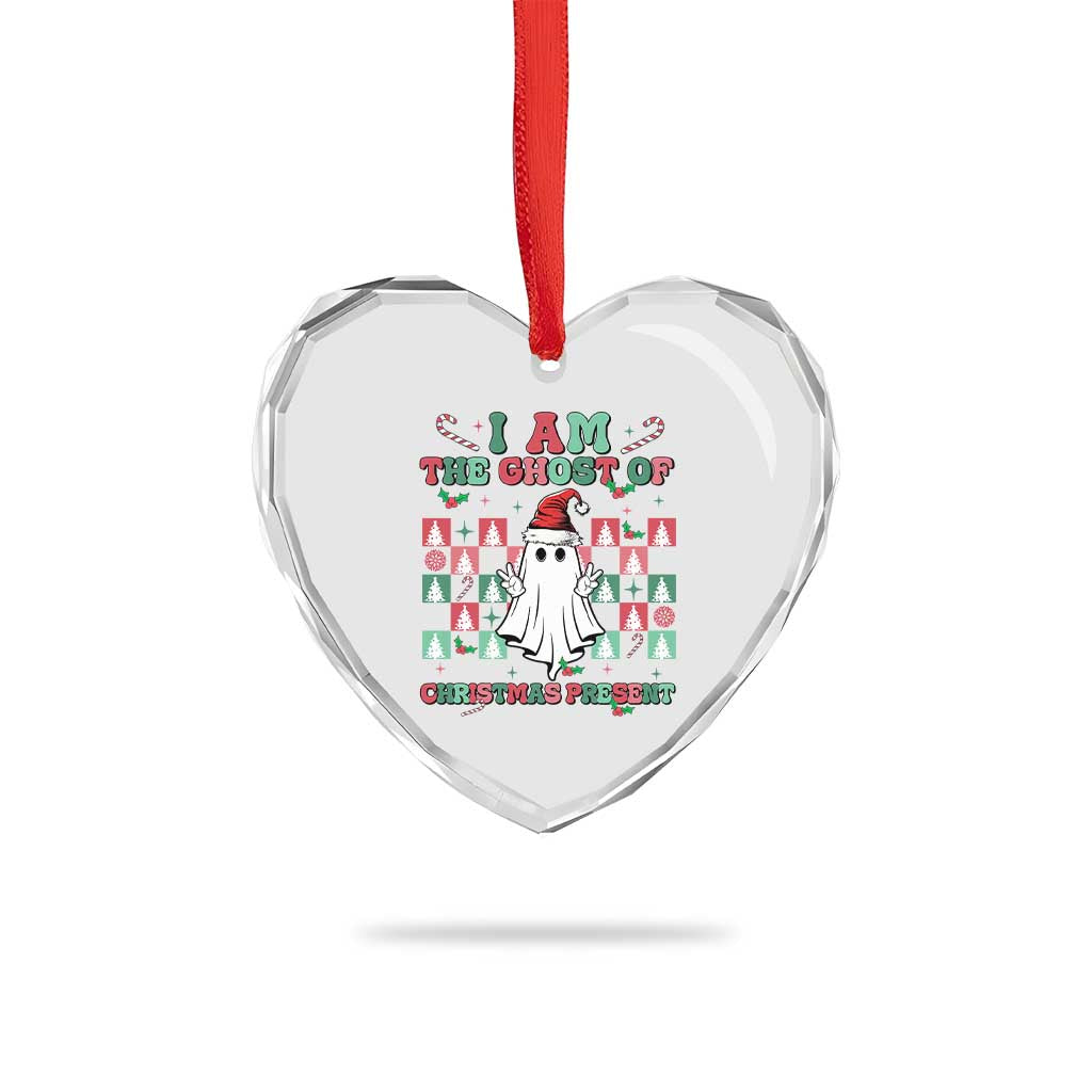 Funny Xmas Heart Crystal Glass Ornament I Am The Ghost Of Christmas Present - Wonder Print Shop