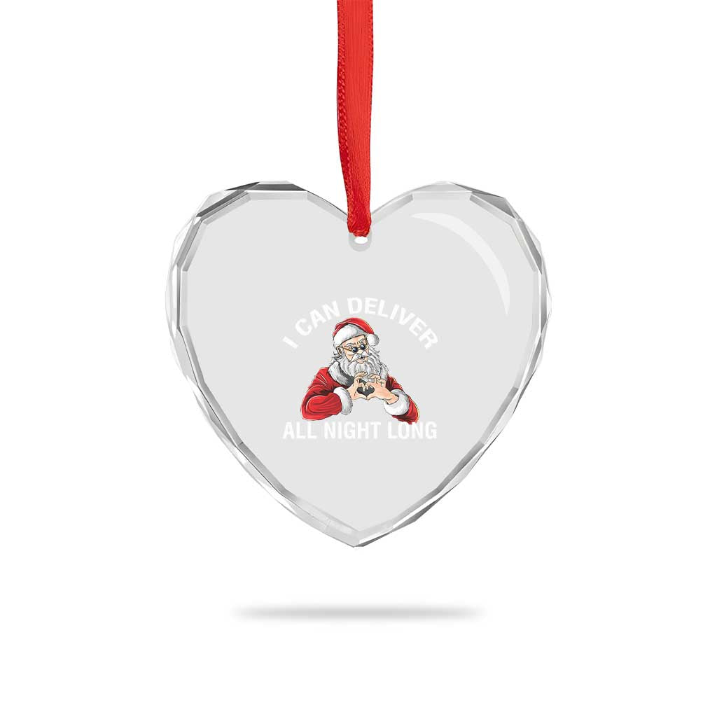 Funny Xmas Heart Crystal Glass Ornament I Can Deliver All Night Long - Wonder Print Shop