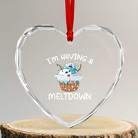 Funny Xmas Heart Crystal Glass Ornament I'm Having A Meltdown Snowman Melting Snow Icecream - Wonder Print Shop