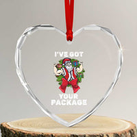 Funny Xmas Heart Crystal Glass Ornament I've Got Your Package Santa Gymer - Wonder Print Shop