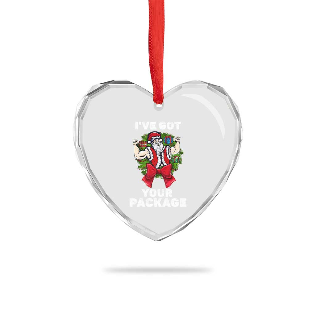 Funny Xmas Heart Crystal Glass Ornament I've Got Your Package Santa Gymer - Wonder Print Shop