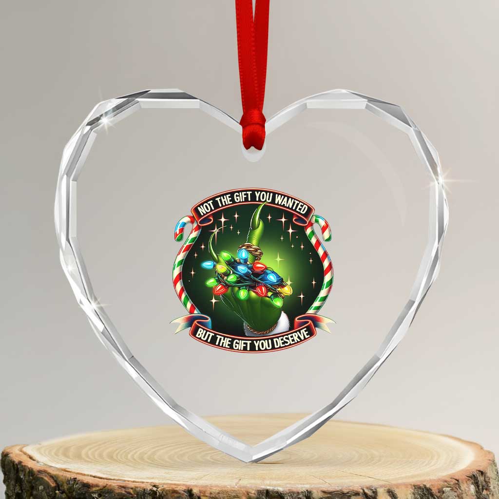 Funny Xmas Heart Crystal Glass Ornament Not The Gift You Wanted But The Gift You Deserve - Wonder Print Shop