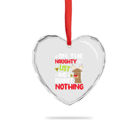 Funny Xmas Heart Crystal Glass Ornament On The List Of Naughty And I Regret Nothing Reindeer - Wonder Print Shop