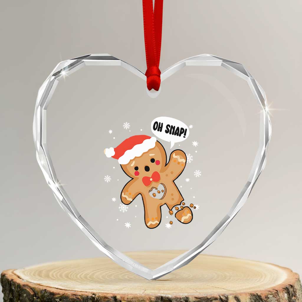 Funny Xmas Heart Crystal Glass Ornament Op Snap Gingerbread Broken Heart - Wonder Print Shop