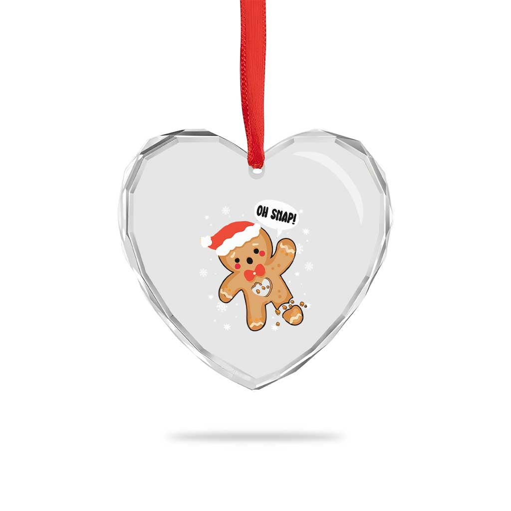Funny Xmas Heart Crystal Glass Ornament Op Snap Gingerbread Broken Heart - Wonder Print Shop