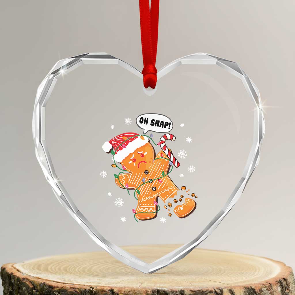 Funny Xmas Heart Crystal Glass Ornament Op Snap Gingerbread Broken Leg - Wonder Print Shop
