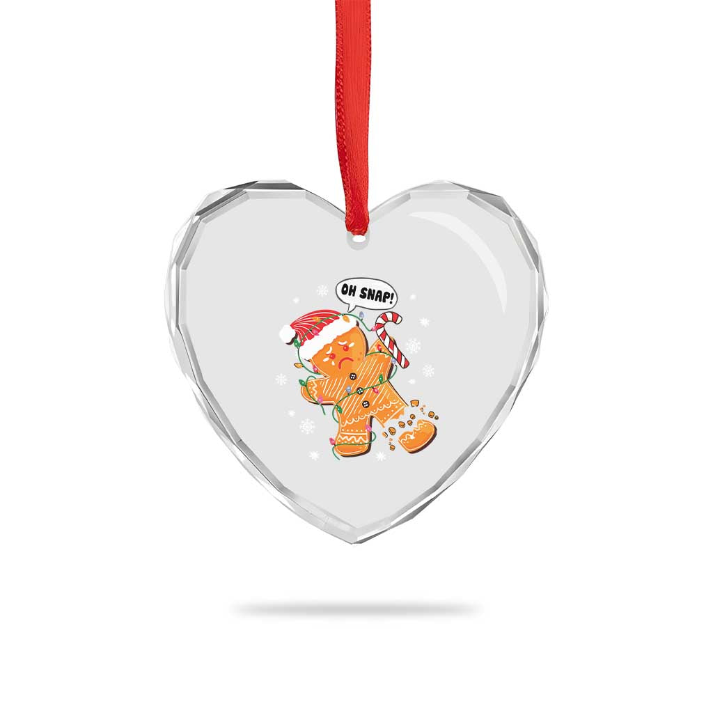 Funny Xmas Heart Crystal Glass Ornament Op Snap Gingerbread Broken Leg - Wonder Print Shop