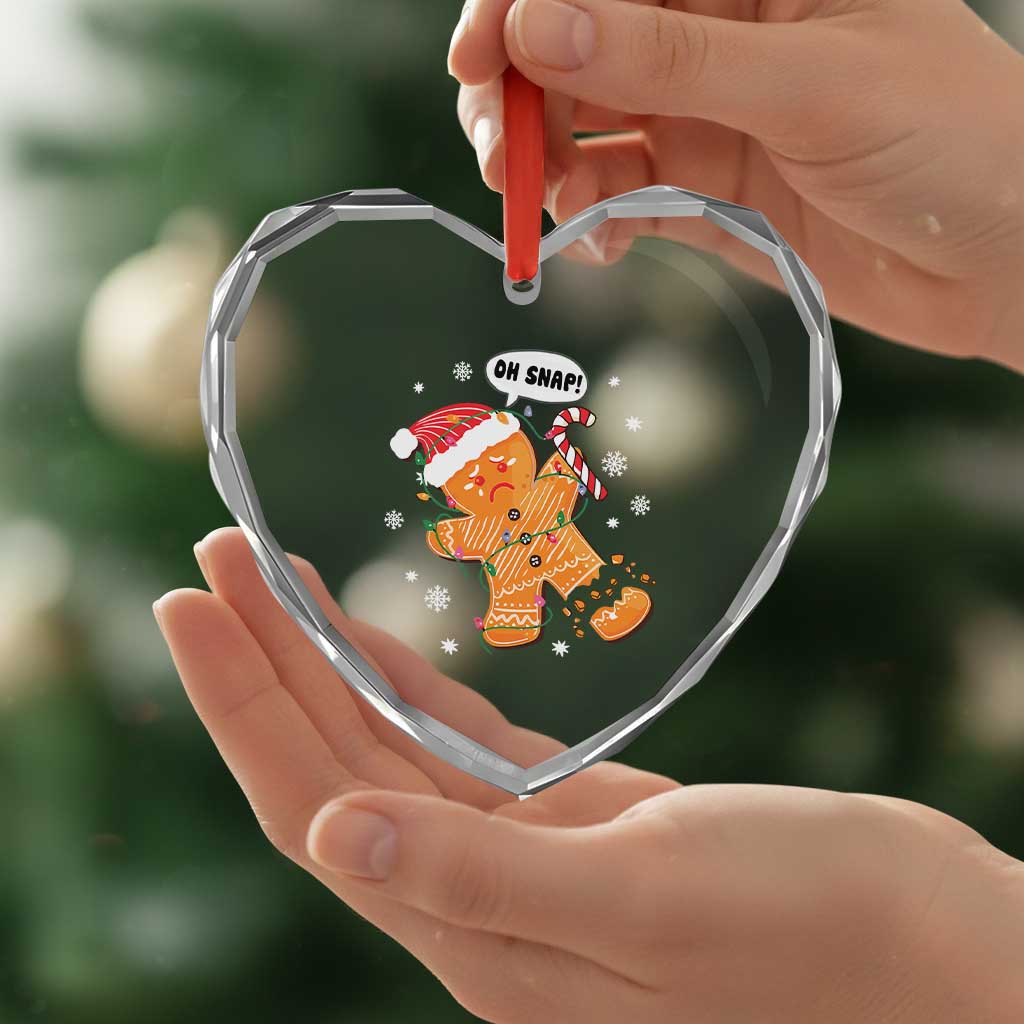 Funny Xmas Heart Crystal Glass Ornament Op Snap Gingerbread Broken Leg - Wonder Print Shop
