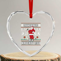 Funny Xmas Heart Crystal Glass Ornament Proud Members Of A Naughty List - Wonder Print Shop