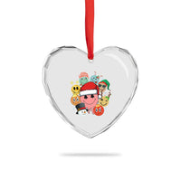 Funny Xmas Heart Crystal Glass Ornament Retro Groovy Xmas Tree Eye Face Reindeer Snowman Efl - Wonder Print Shop