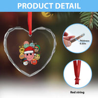 Funny Xmas Heart Crystal Glass Ornament Retro Groovy Xmas Tree Eye Face Reindeer Snowman Efl - Wonder Print Shop