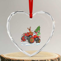 Funny Xmas Heart Crystal Glass Ornament Santa Reindeer Riding Monster Truck - Wonder Print Shop