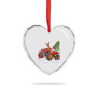Funny Xmas Heart Crystal Glass Ornament Santa Reindeer Riding Monster Truck - Wonder Print Shop