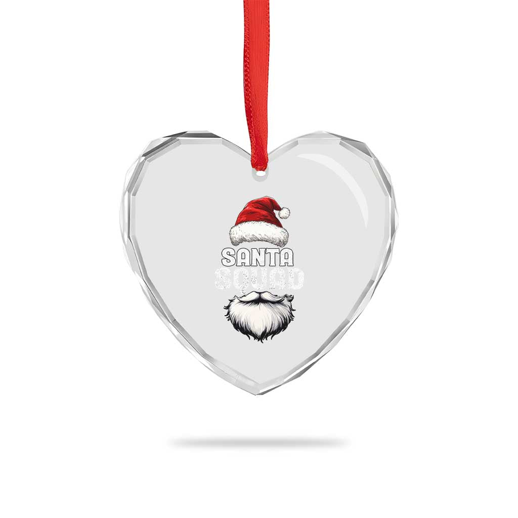 Funny Xmas Heart Crystal Glass Ornament Santa Squad Team Family Crew - Wonder Print Shop
