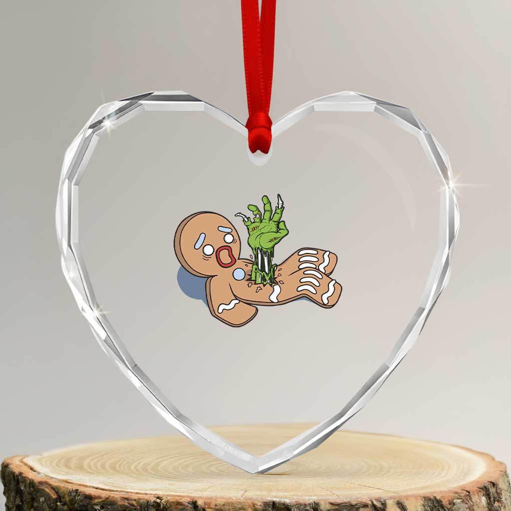 Funny Xmas Heart Crystal Glass Ornament Scary Zombie Gingerbread Krampus Broken Cookie - Wonder Print Shop