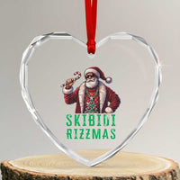 Funny Xmas Heart Crystal Glass Ornament Skibidi Rizzmas Cool Santa Gangsta - Wonder Print Shop