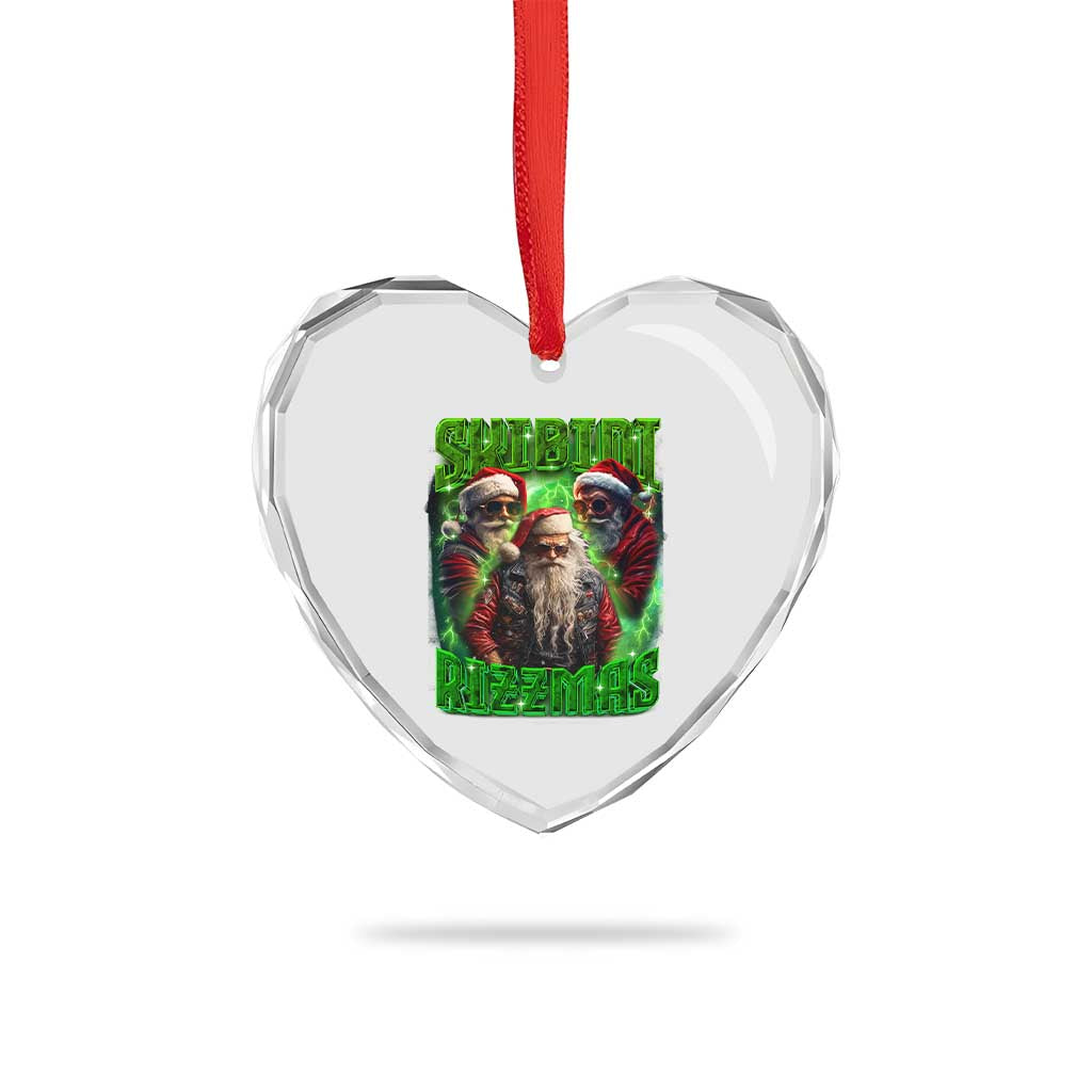 Funny Xmas Heart Crystal Glass Ornament Skibidi Rizzmas Cool Santa Rizz - Wonder Print Shop