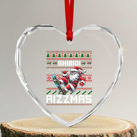Funny Xmas Heart Crystal Glass Ornament Skibidi Rizzmas Cool Santa Skateboard Rizz - Wonder Print Shop