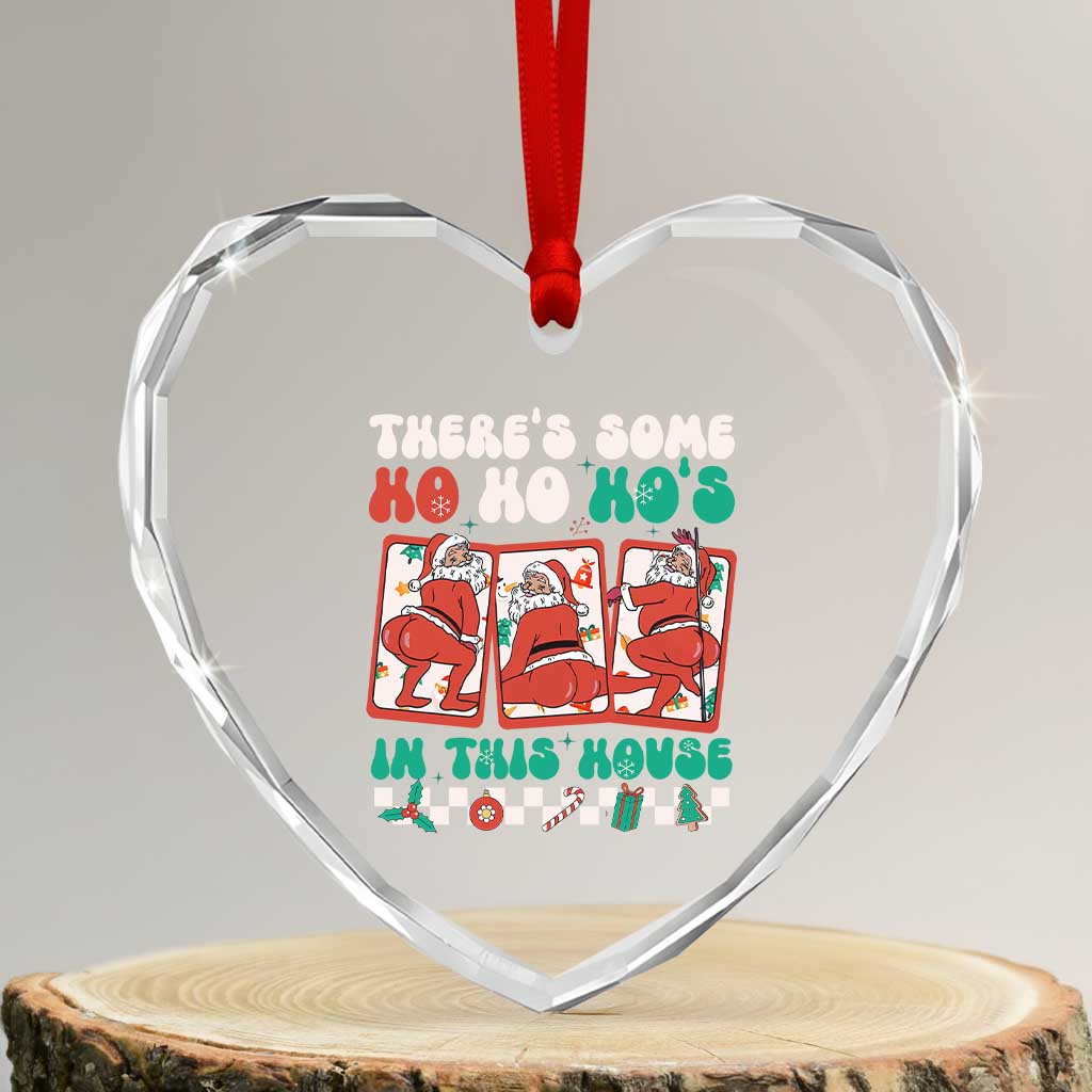 Funny Xmas Heart Crystal Glass Ornament There Is Some Ho Ho Hos In This House Horror Character - Wonder Print Shop