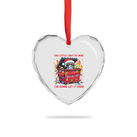 Funny Xmas Heart Crystal Glass Ornament This Little Light Of Mine Lil Dumpster Fire - Wonder Print Shop
