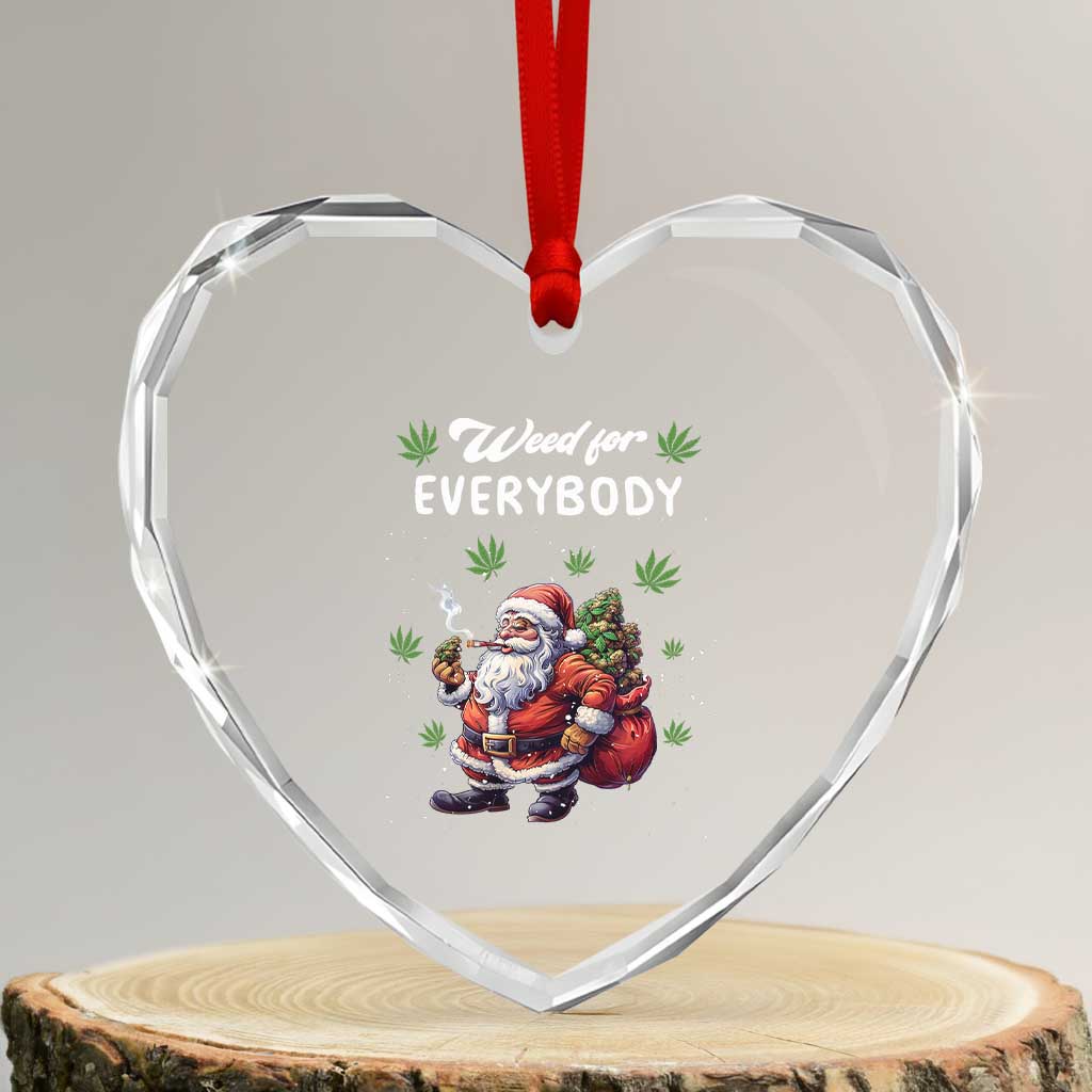 Funny Xmas Heart Crystal Glass Ornament Weed For Everybody Cannabis 420 - Wonder Print Shop