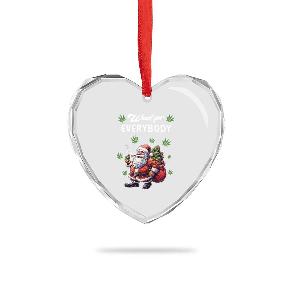Funny Xmas Heart Crystal Glass Ornament Weed For Everybody Cannabis 420 - Wonder Print Shop