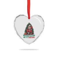 Funny Xmas Heart Crystal Glass Ornament When You're Dead Inside But It's Christmas Chillin Skeleton - Wonder Print Shop