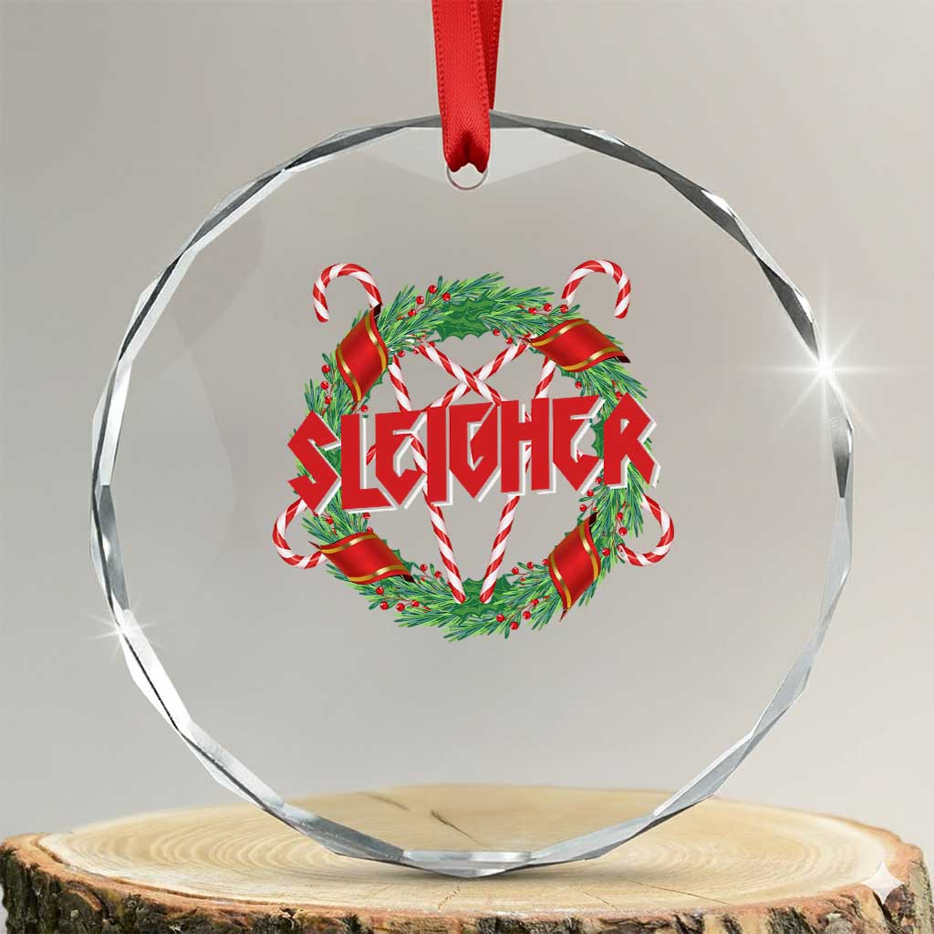 Funny Xmas Heavy Metal Crystal Glass Ornament Sleigher Xmas Pentagram Candy Cane TS11