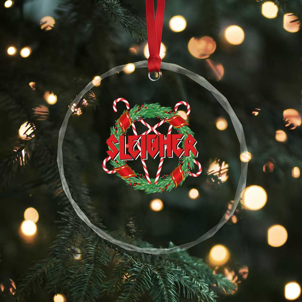 Funny Xmas Heavy Metal Crystal Glass Ornament Sleigher Xmas Pentagram Candy Cane TS11