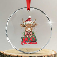 Funny Xmas Highland Cow Crystal Glass Ornament Mooey Xmas Western Cow Santa Hat TS11