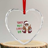 Funny Xmas Hiphop Black Santa Heart Crystal Glass Ornament They Not Like Us African American Christmas - Wonder Print Shop