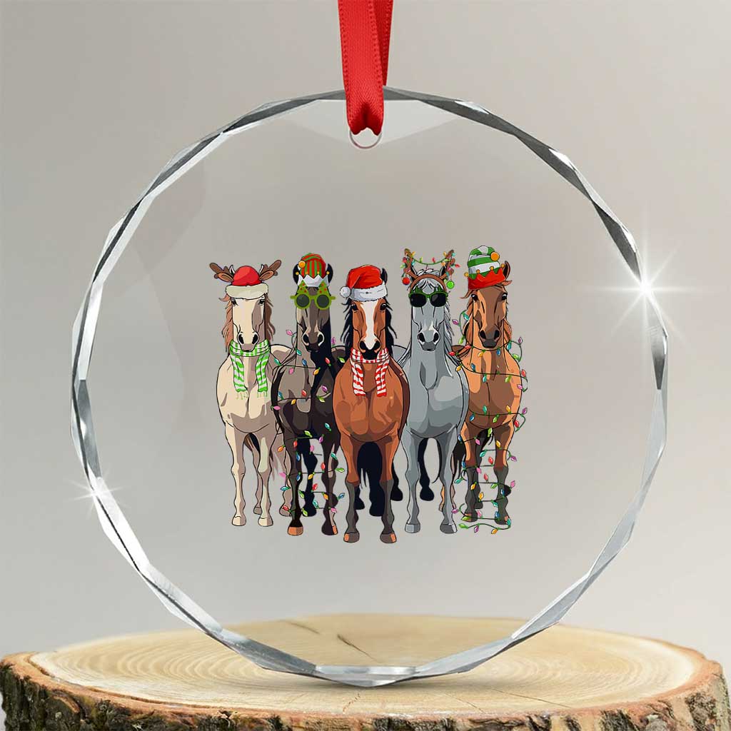 Funny Xmas Horse Crystal Glass Ornament Xmas Light Reindeer Horses Crew with Santa Hat TS02