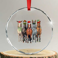 Funny Xmas Horse Crystal Glass Ornament Xmas Light Reindeer Horses Crew with Santa Hat TS02