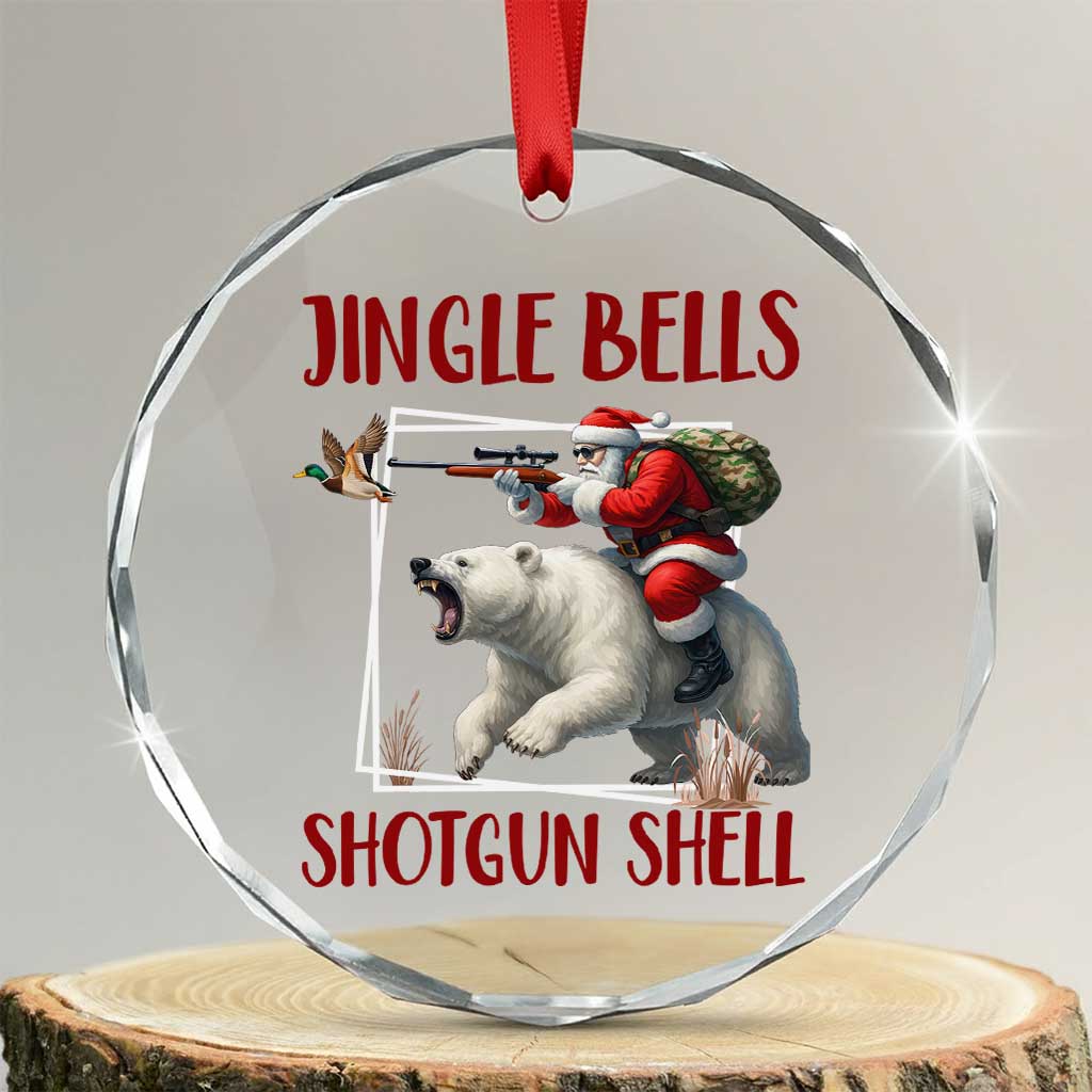 Funny Xmas Hunting Crystal Glass Ornament Jingle Bells Shotgun Shells TS12