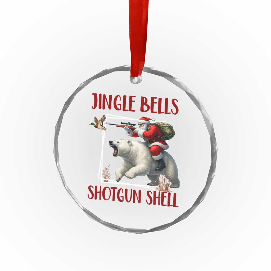 Funny Xmas Hunting Crystal Glass Ornament Jingle Bells Shotgun Shells TS12