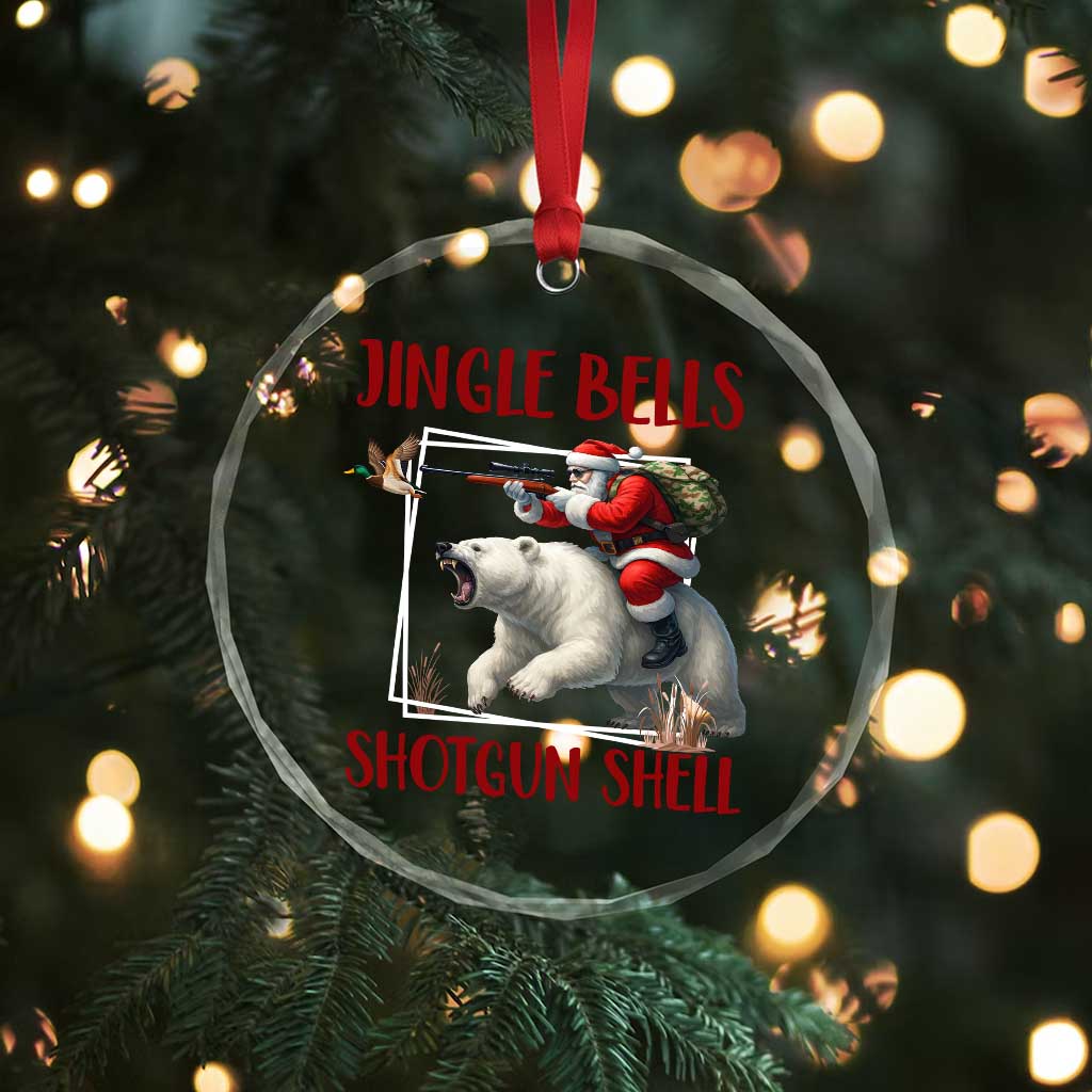 Funny Xmas Hunting Crystal Glass Ornament Jingle Bells Shotgun Shells TS12