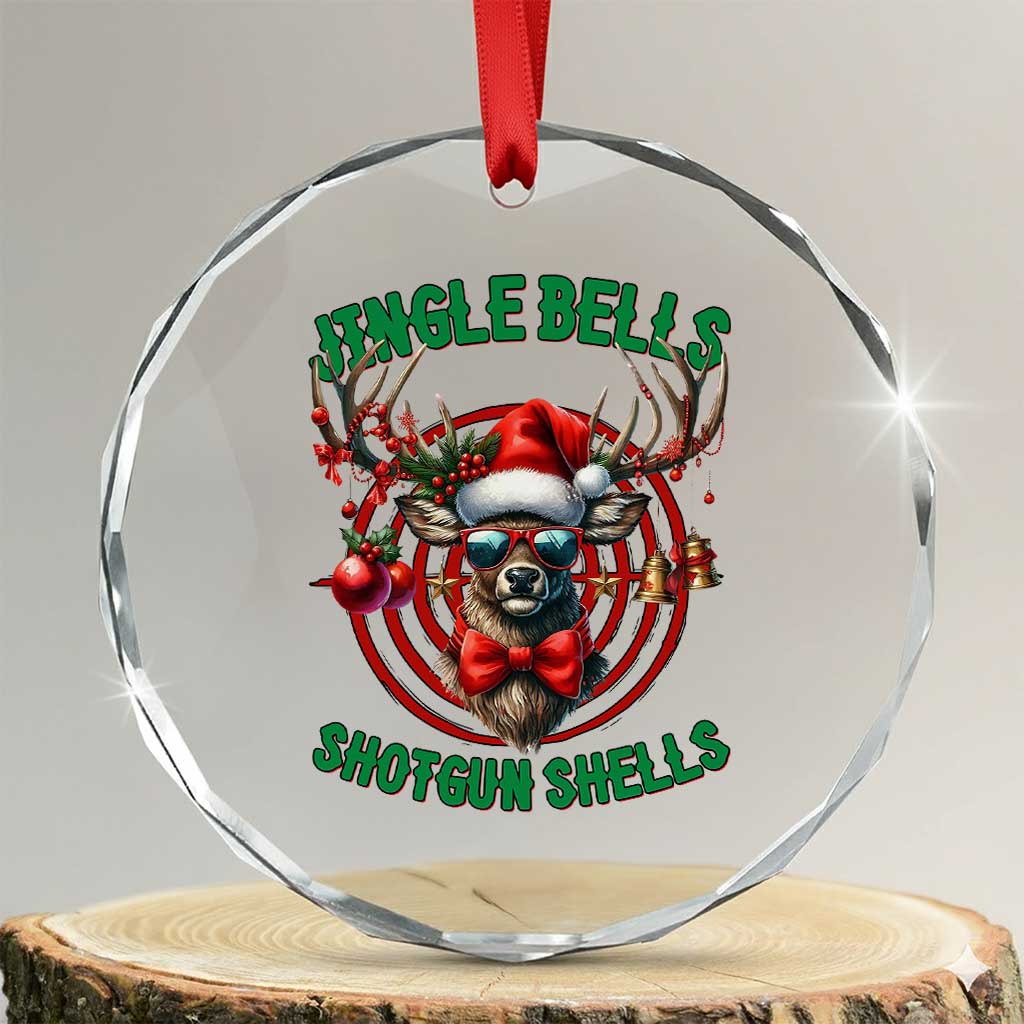 Funny Xmas Hunting Crystal Glass Ornament Jingle Bells Shotgun Shells Santa Deer TS11