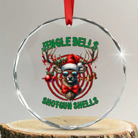 Funny Xmas Hunting Crystal Glass Ornament Jingle Bells Shotgun Shells Santa Deer TS11