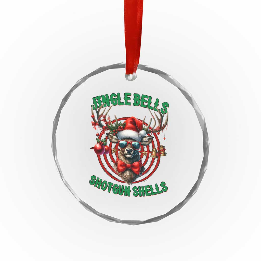 Funny Xmas Hunting Crystal Glass Ornament Jingle Bells Shotgun Shells Santa Deer TS11