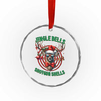 Funny Xmas Hunting Crystal Glass Ornament Jingle Bells Shotgun Shells Santa Deer TS11