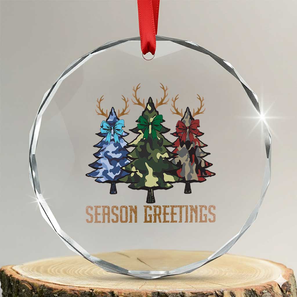 Funny Xmas Hunting Crystal Glass Ornament Season Greetings Camouflage Xmas Tree Reindeers TS11