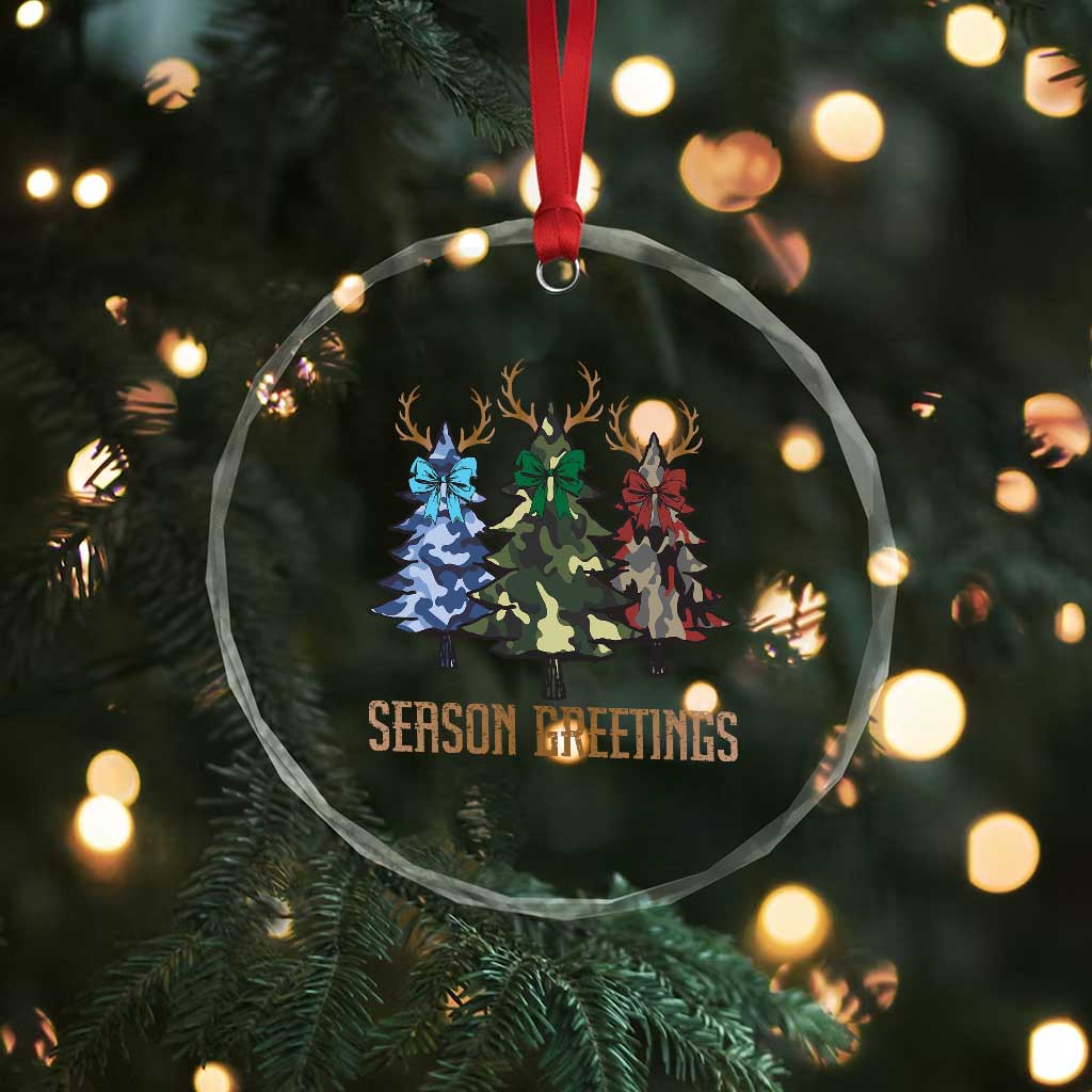 Funny Xmas Hunting Crystal Glass Ornament Season Greetings Camouflage Xmas Tree Reindeers TS11