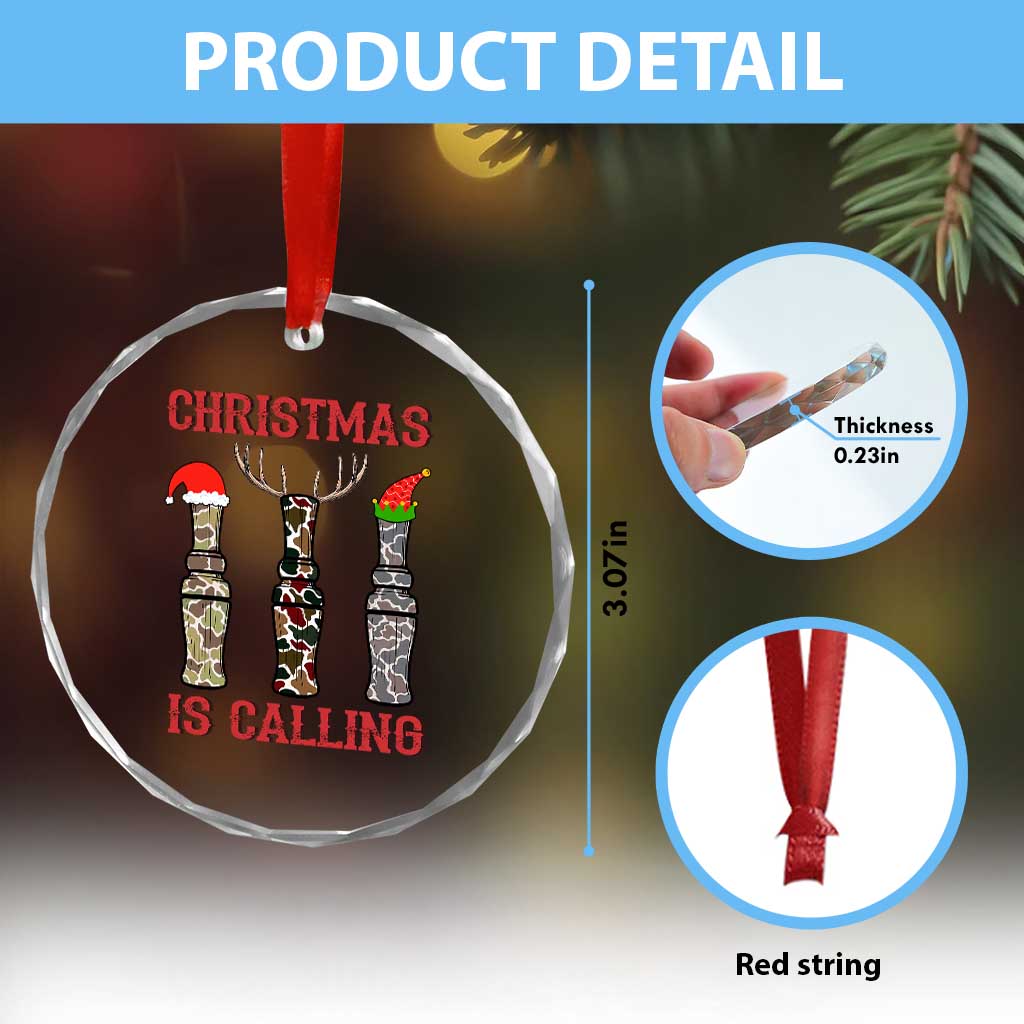 Funny Xmas Hunting Crystal Glass Ornament Xmas Is Calling Camouflage Hunting Whistle TS11