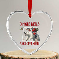 Funny Xmas Hunting Heart Crystal Glass Ornament Jingle Bells Shotgun Shells - Wonder Print Shop