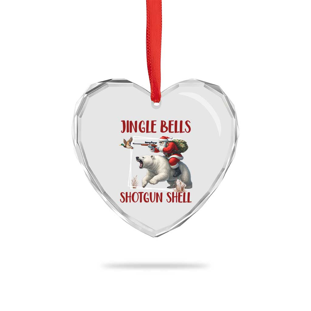 Funny Xmas Hunting Heart Crystal Glass Ornament Jingle Bells Shotgun Shells - Wonder Print Shop