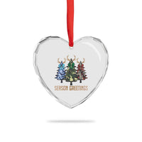 Funny Xmas Hunting Heart Crystal Glass Ornament Season Greetings Camouflage Xmas Tree Reindeers - Wonder Print Shop