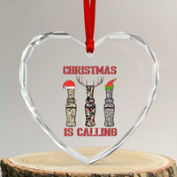 Funny Xmas Hunting Heart Crystal Glass Ornament Xmas Is Calling Camouflage Hunting Whistle - Wonder Print Shop