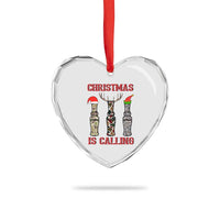Funny Xmas Hunting Heart Crystal Glass Ornament Xmas Is Calling Camouflage Hunting Whistle - Wonder Print Shop